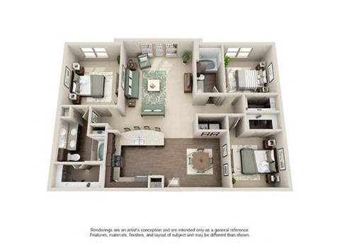Floor plan for 3 beds, 2 baths, 1470 sqft